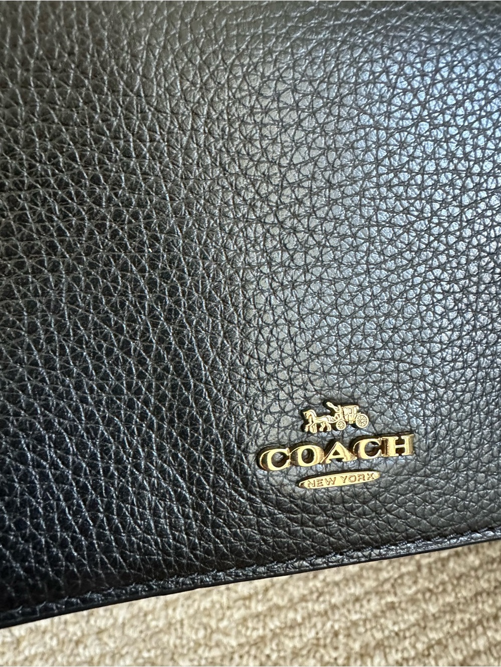 Coach Black Pebbled Leather Crossbody Wallet with Gold Logo - Picture 13 of 17